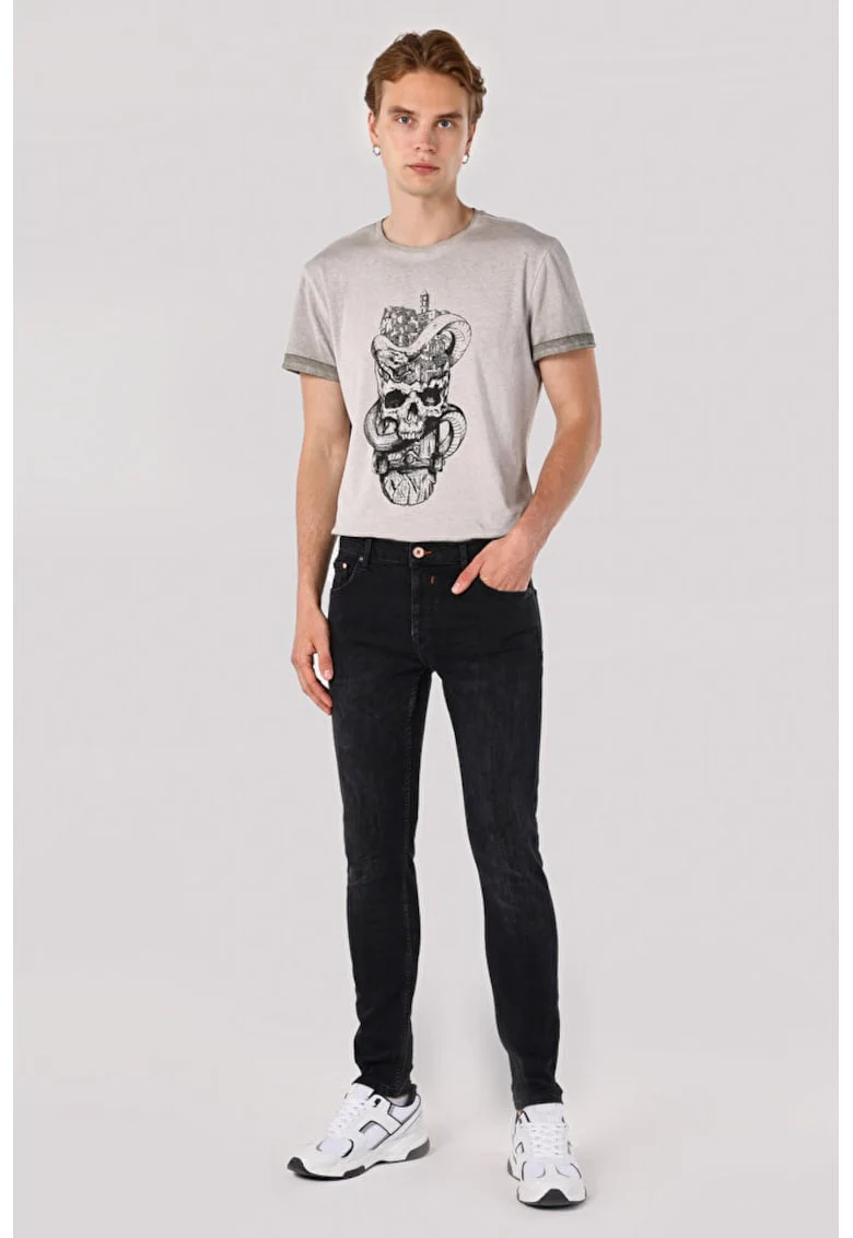 Blugi slim fit cu talie medie, Negru