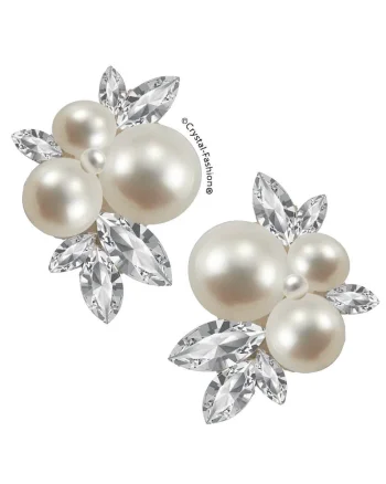 Cercei Argint 925 cu cristale si perle Swarovski® Darling 2,8cm, Clear-WhitePearl