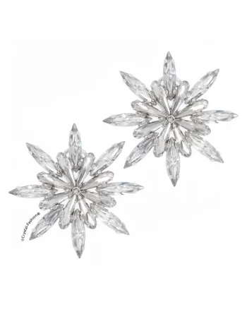 Cercei cu cristale Swarovski® Fulg de nea Alaska Flake 4,2cm Clips-Pin Crystal Clear