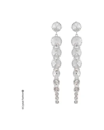 Cercei cu cristale Swarovski® Daiana Rivoli 7cm surub Crystal Clear