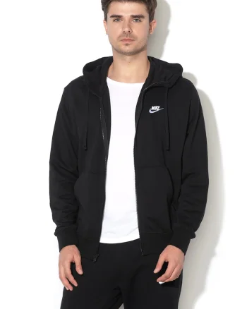 Hanorac cu fermoar Sportswear Club, Negru