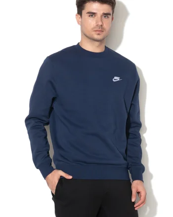 Bluza de trening cu decolteu la baza gatului Sportswear369, Albastru inchis