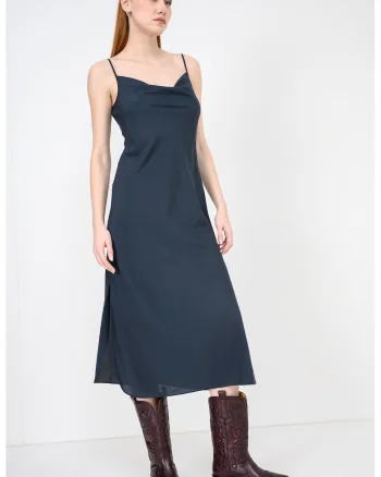 Rochie din satin Hadley, Albastru inchis