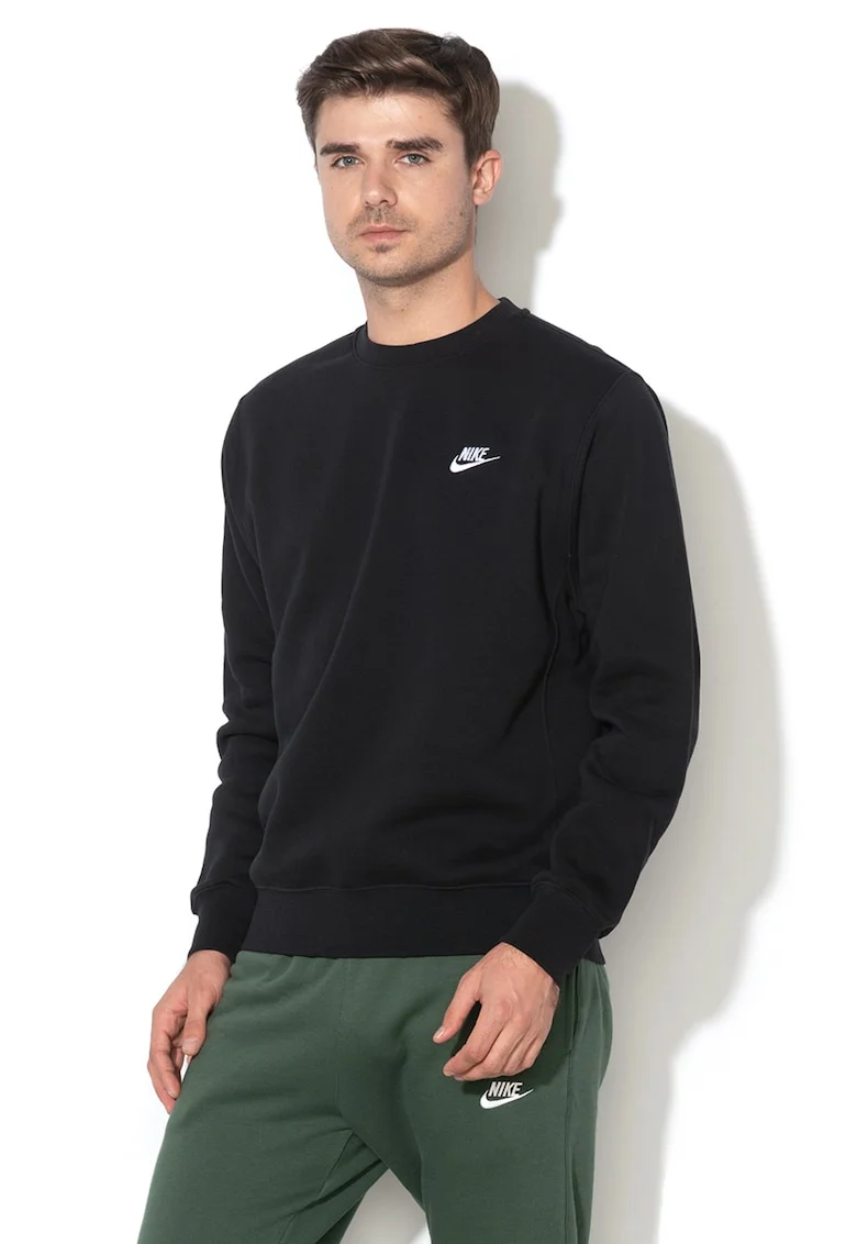 Bluza de trening cu decolteu la baza gatului Sportswear369, Alb/Negru