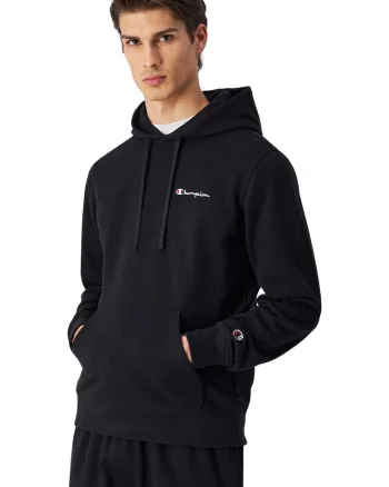 Hanorac barbati  negru, croiala slim, gluga integrata, bumbac