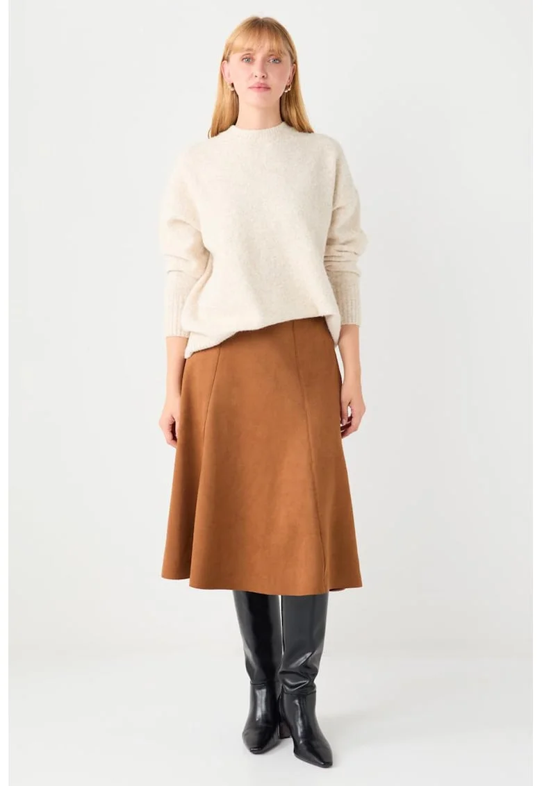 Fusta midi evazata, Caramel