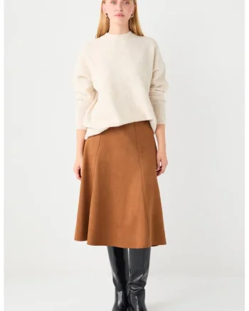 Fusta midi evazata, Caramel