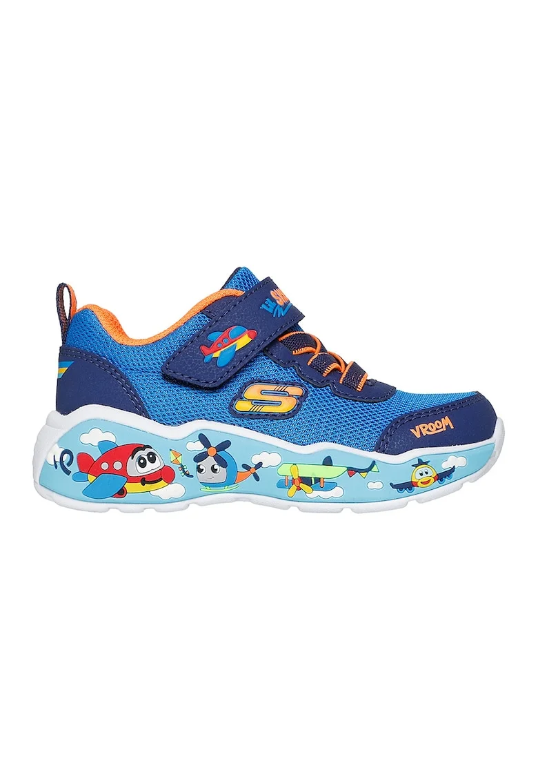 Pantofi sport Play Scene cu model si velcro, Portocaliu/Albastru/Bleumarin