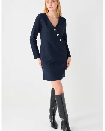 Rochie mini cu decolteu in V, Bleumarin