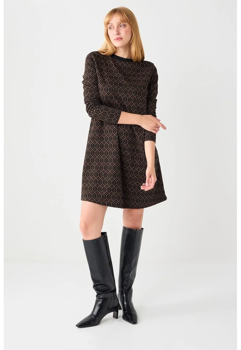 Rochie scurta dreapta, Negru/Maro