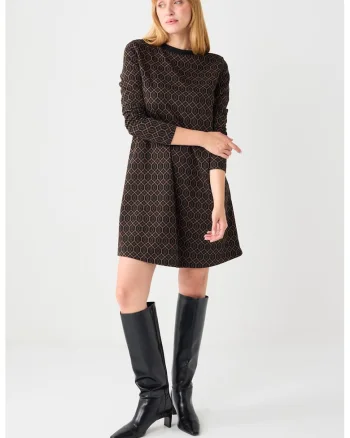 Rochie scurta dreapta, Negru/Maro
