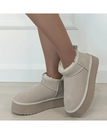 Ghete bej din piele naturala 6391 113 18587, Bej