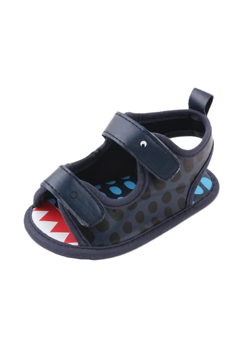 Sandale  Cu Barete, Model Croco, Casual, Baieti, Piele ecologica, Bleumarin, Negru