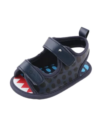 Sandale  Cu Barete, Model Croco, Casual, Baieti, Piele ecologica, Bleumarin, Negru