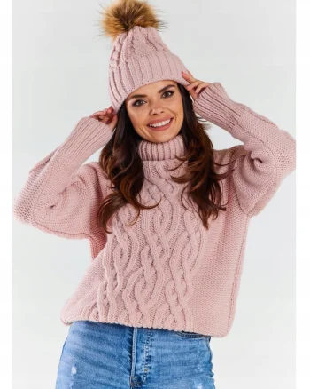 Caciula Dama Cu Pompon,  Marime Unica, Material Poliacril, Poliamida, Poliester, Iarna, Moale Si Confortabila, Multicolor