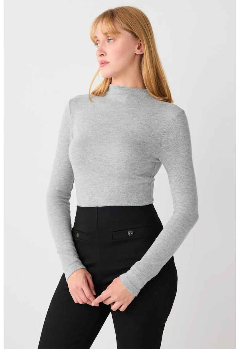 Bluza uni slim fit, Gri deschis