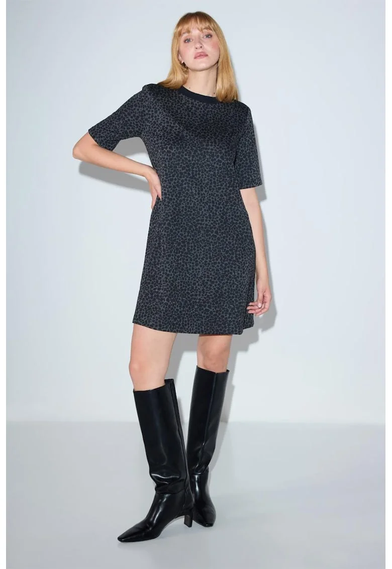 Rochie scurta dreapta, Negru/Maro