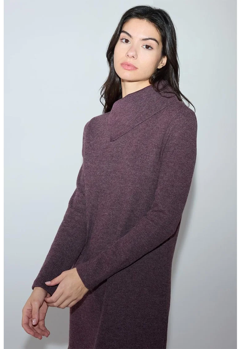 Rochie din amestec de bumbac cu maneci lungi, Violet