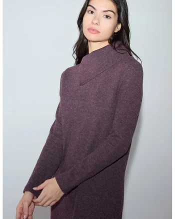 Rochie din amestec de bumbac cu maneci lungi, Violet