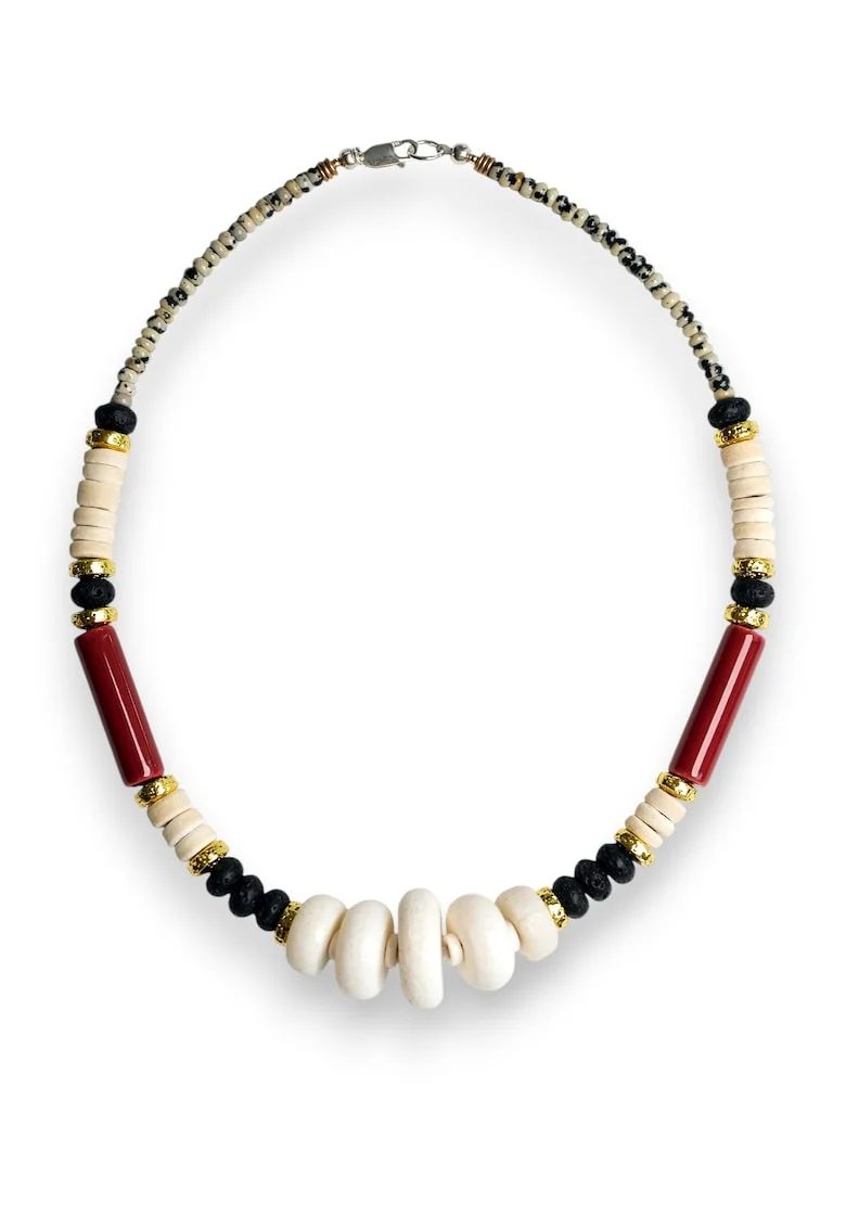 Colier  cu lava vulcanica, margele de Grecia, Multicolor