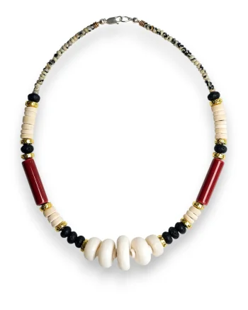 Colier  cu lava vulcanica, margele de Grecia, Multicolor