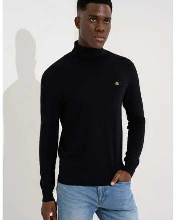Pulover slim fit cu guler inalt, Gri antracit