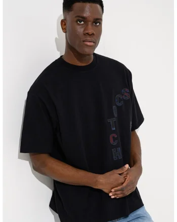 Tricou supradimensionat cu logo, Rosu inchis/Gri antracit/Bleumarin