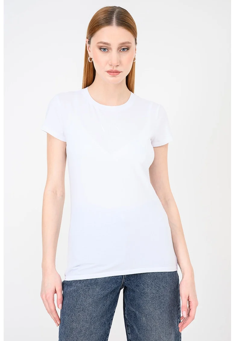 Tricou slim fit, Alb optic