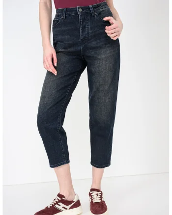 Blugi crop cu talie inalta, Albastru ultramarin