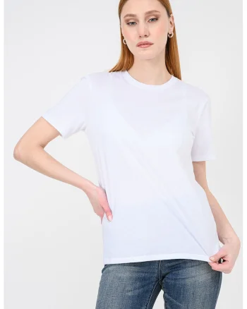Tricou uni cu decolteu la baza gatului, Alb