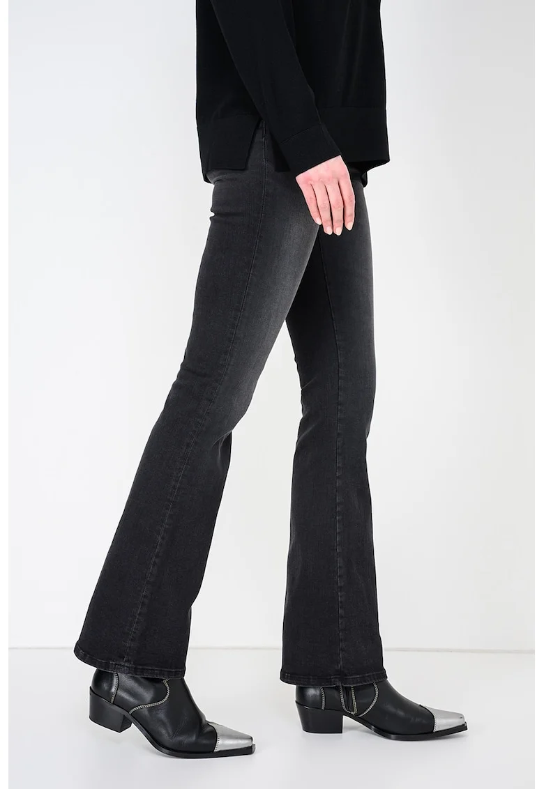 Blugi bootcut cu aspect decolorat, Gri antracit