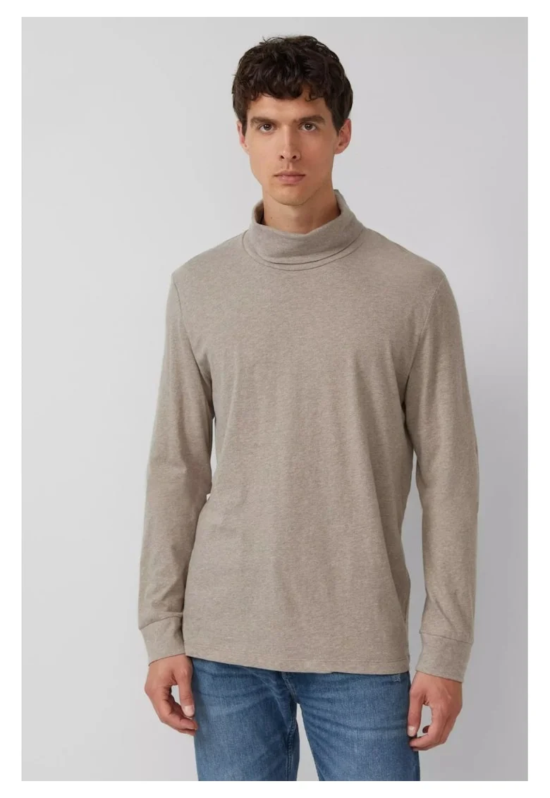 Bluza uni de bumbac cu guler inalt