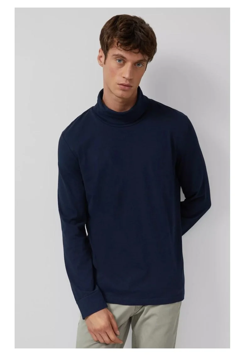 Bluza uni de bumbac cu guler inalt