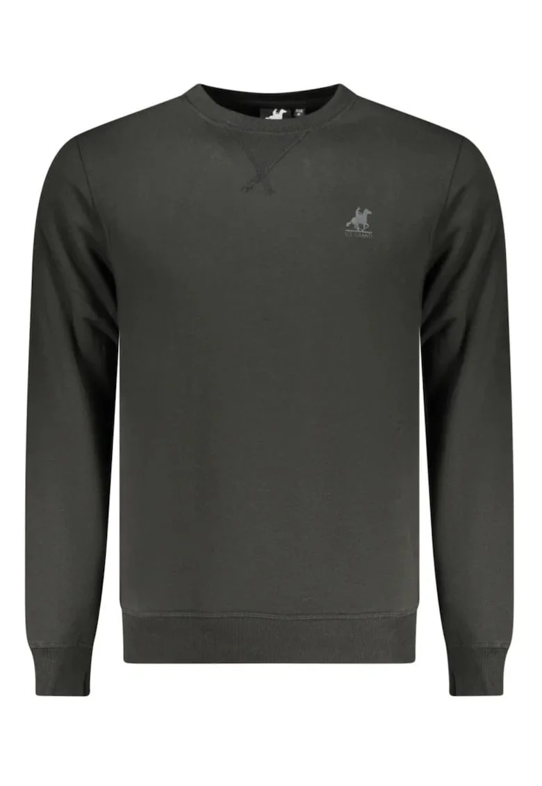 Bluza de trening barbati, fara fermoar, cu logo, Regular fit, Negru