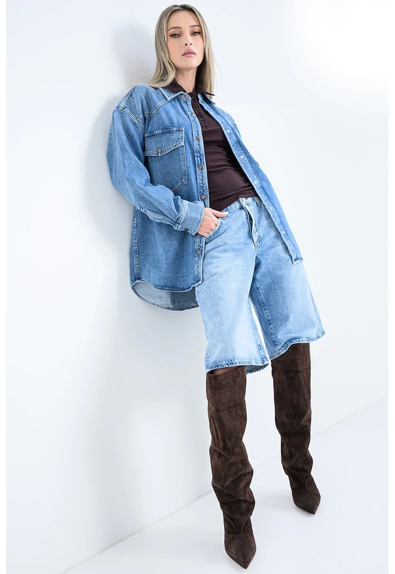Camasa lejera din denim Lotta, Albastru melange