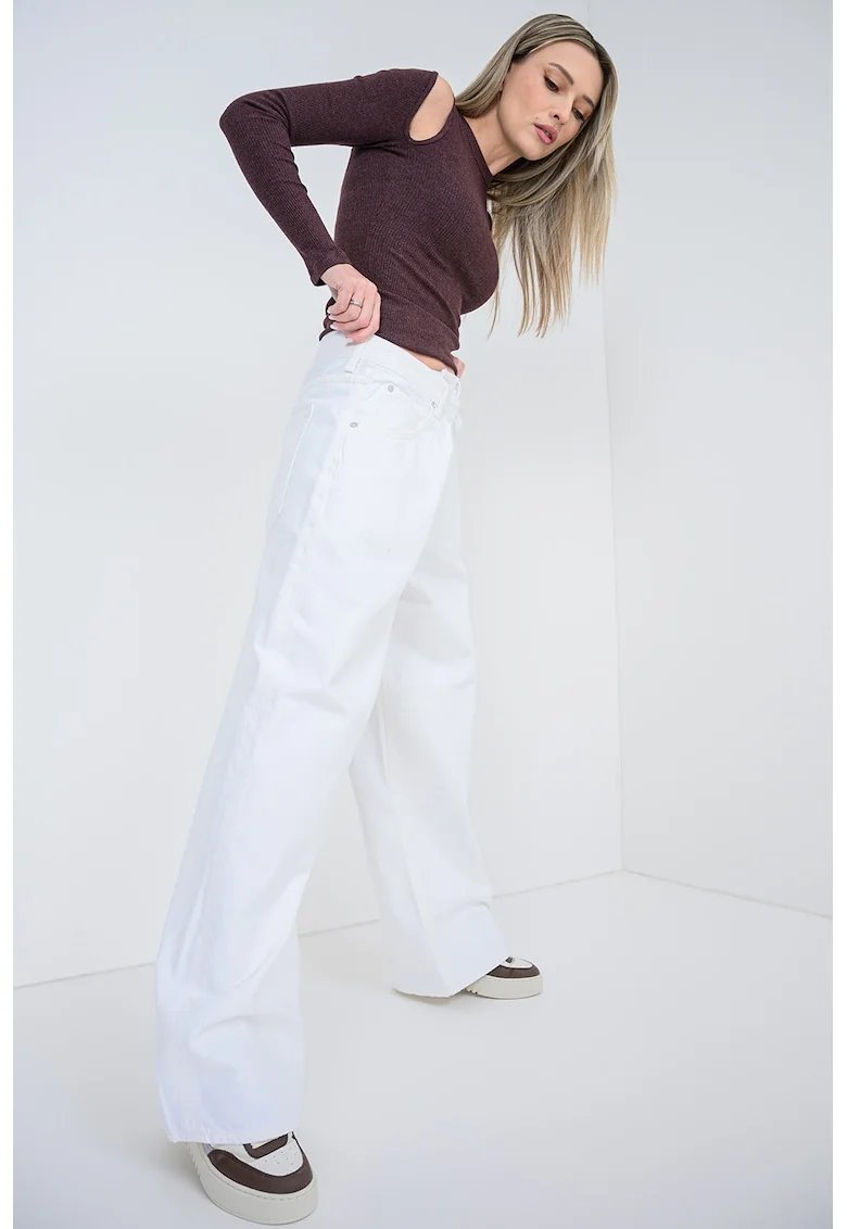 Bluza slim fit cu decolteu la baza gatului, Visiniu
