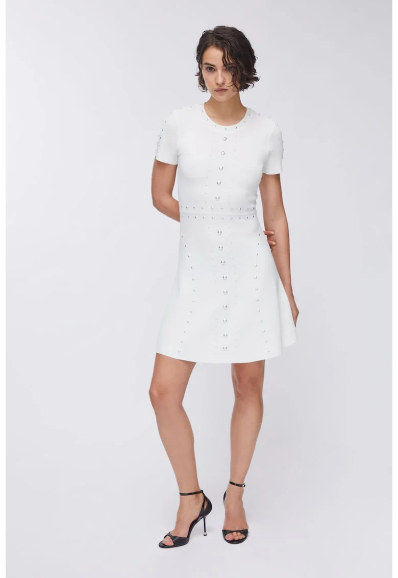 Rochie mini cu nituri, Alb