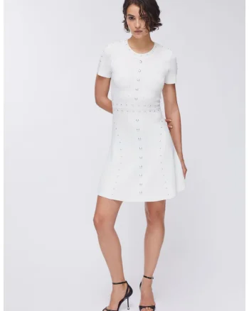Rochie mini cu nituri, Alb