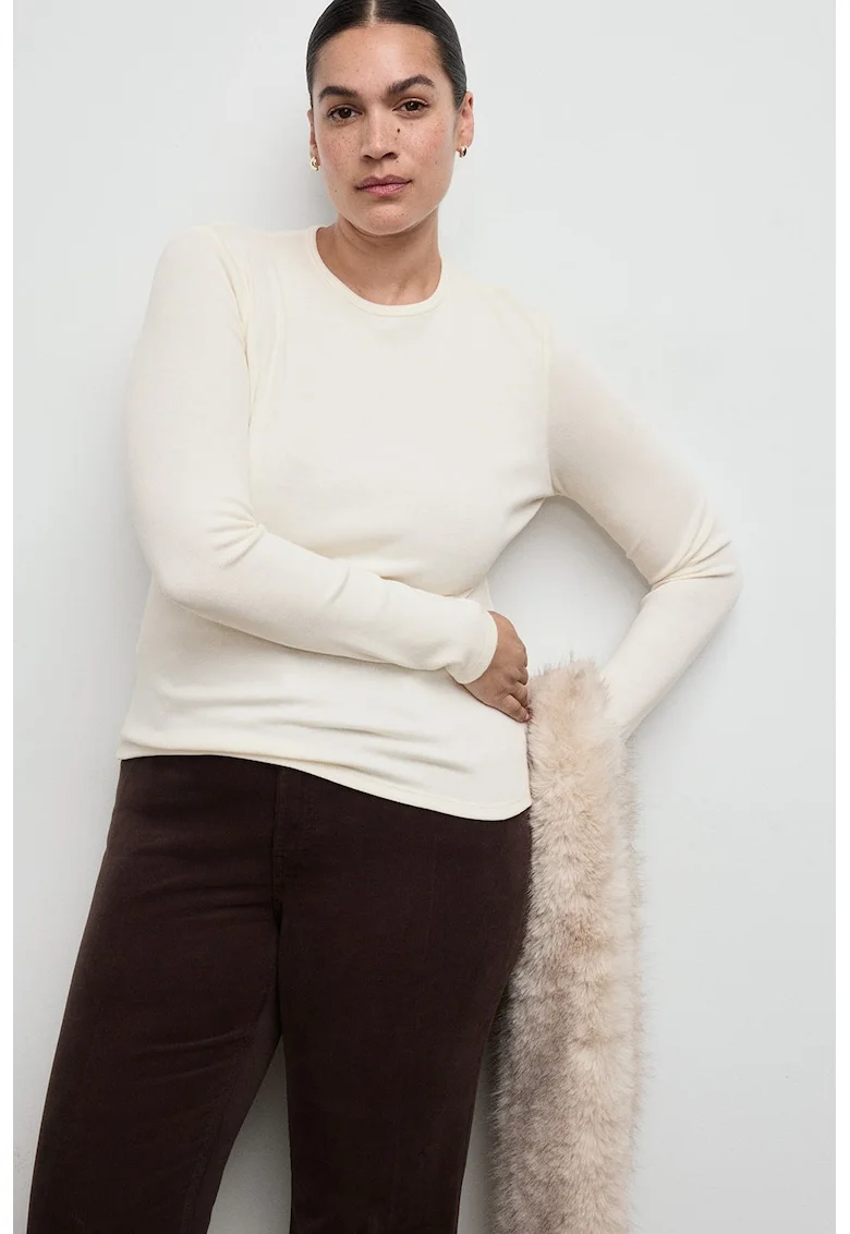 Bluza slim-fit cu striatii, Alb
