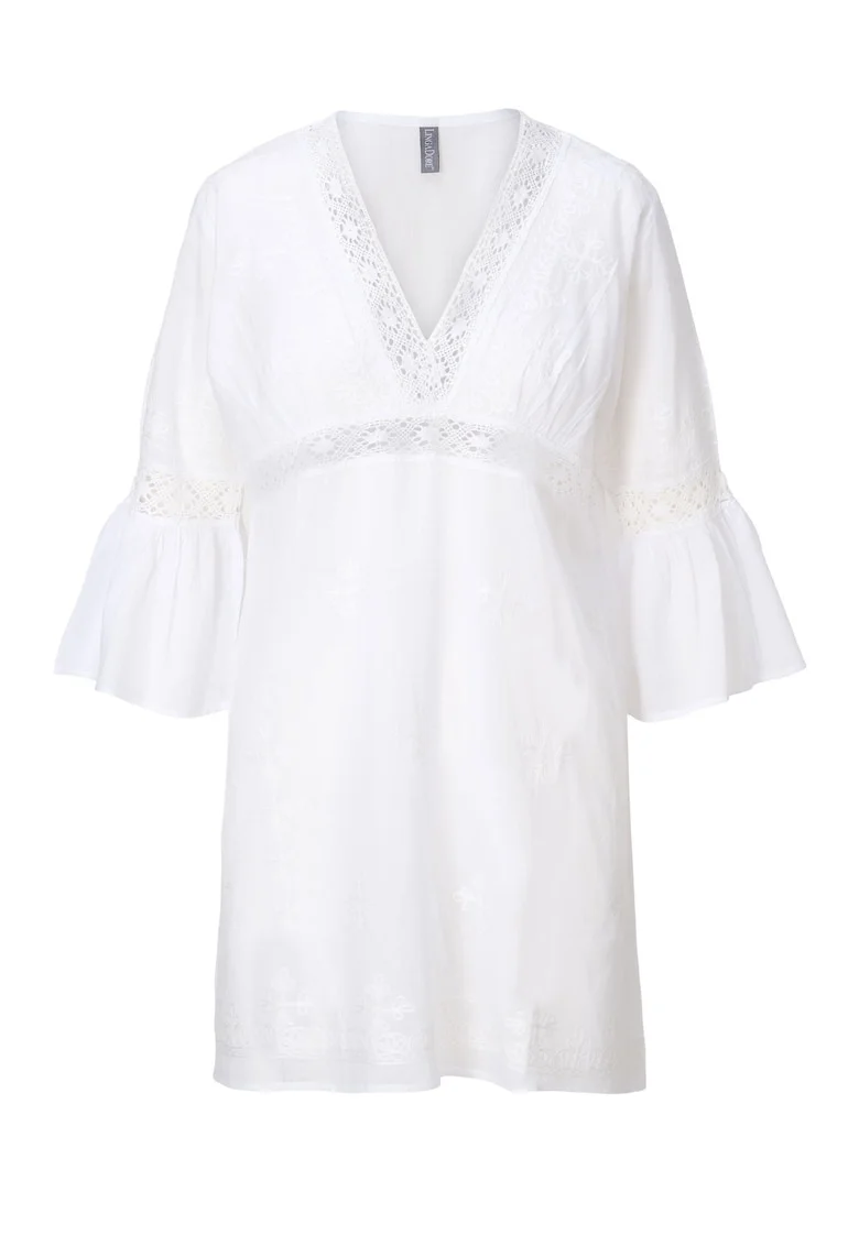 Rochie de plaja cu decolteu in V, Alb