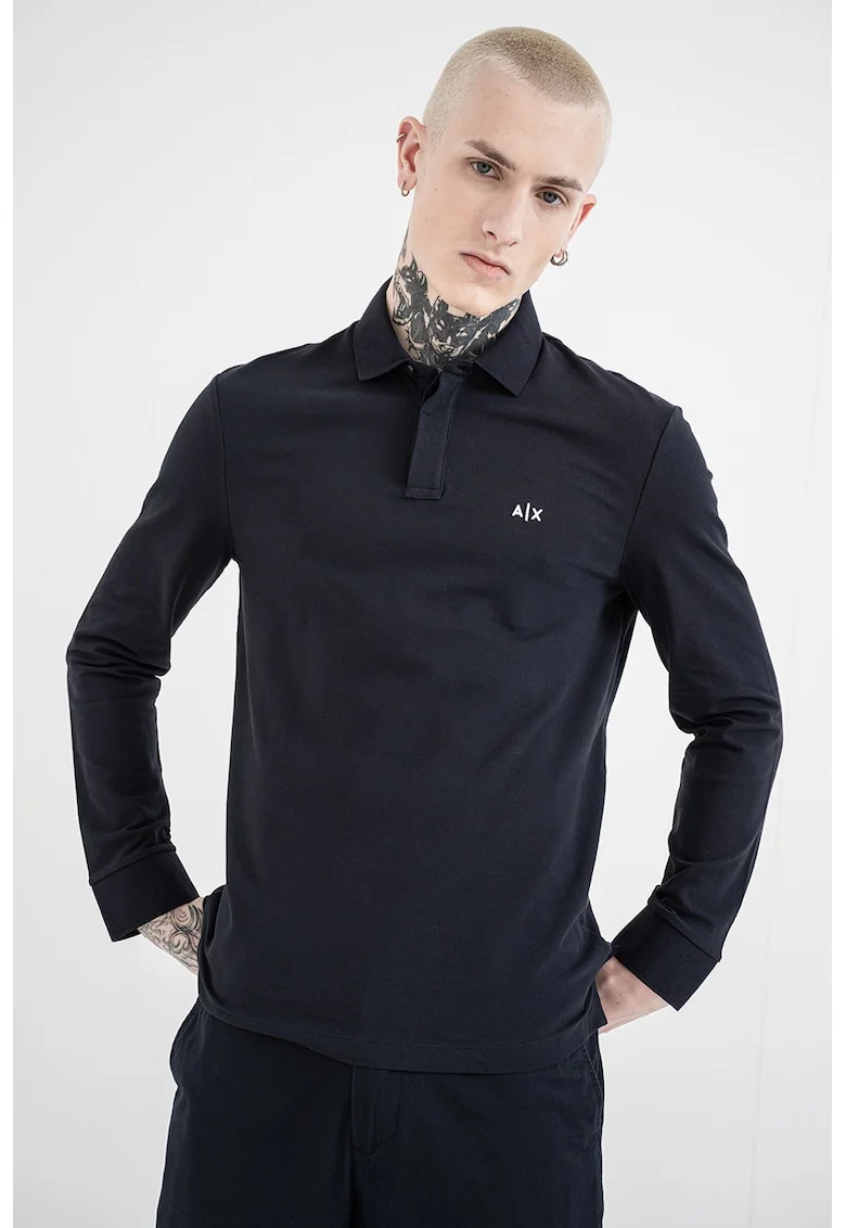 Bluza polo cu logo brodat, Albastru ultramarin
