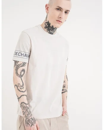 Tricou de bumbac cu logo pe maneca, Gri deschis/Albastru ultramarin