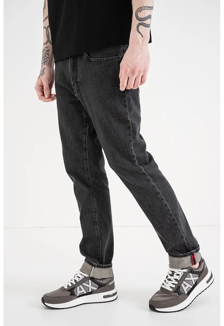 Blugi slim fit cu talie medie, Gri inchis melange