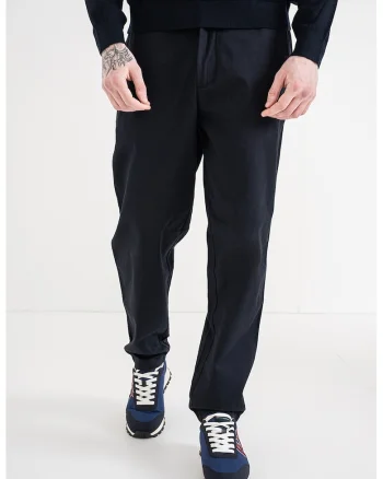 Pantaloni drepti de bumbac cu talie medie, Albastru ultramarin