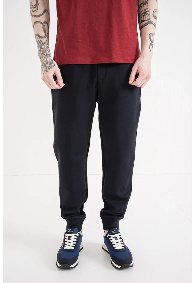 Pantaloni uni de trening din amestec de bumbac, Albastru ultramarin