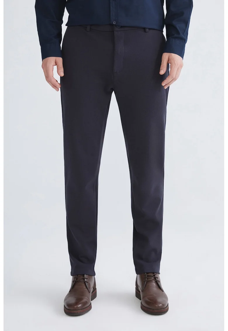 Pantaloni conici cu talie medie si elastica, Albastru ultramarin