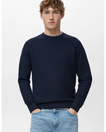Pulover slim-fit cu model uni, Albastru ultramarin