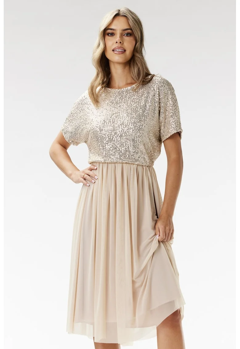 Rochie  A689, bej, poliester-elastan