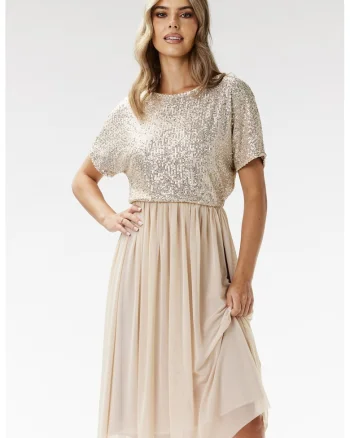 Rochie  A689, bej, poliester-elastan