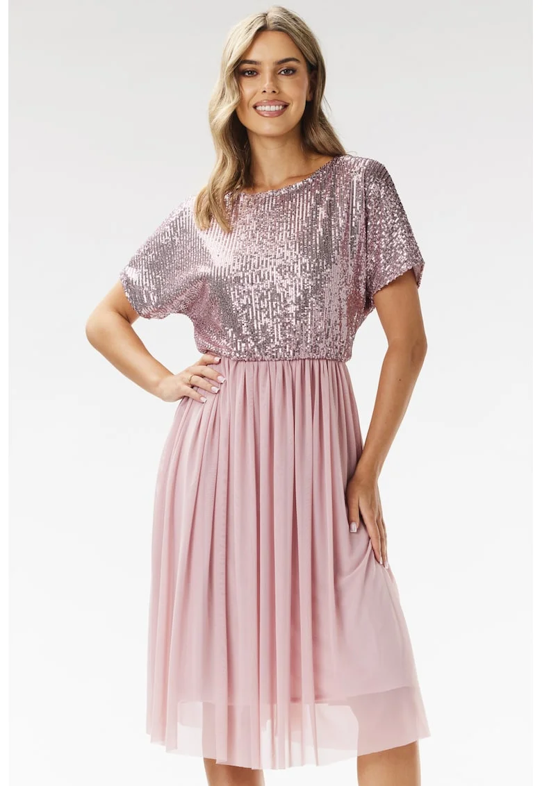 Rochie  A689, roz, poliester-elastan